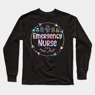 Emergency Nurse cute floral watercolor Long Sleeve T-Shirt